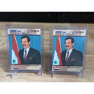 1991 Pro Set Desert Storm Iraq Leader Rookie Card - SADDAM HUSSEIN #69 Set of 2